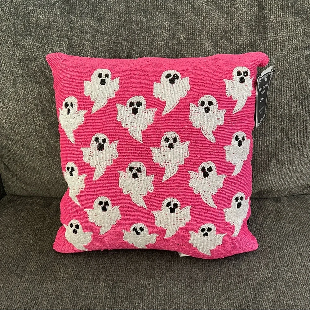 NEW NWT Well Dressed Home Beaded Ghost Pillow Tiktok Homegoods Halloween